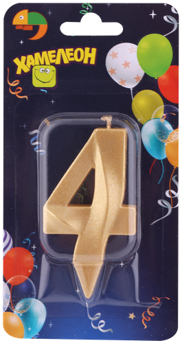 

Свеча Хамелеон Цифра 4 Грань, цвет в ассортименте