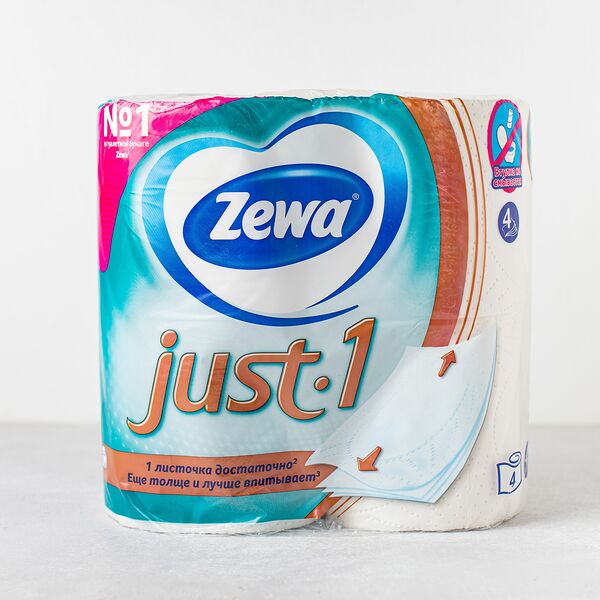 Туалетная Бумага Zewa Just1, 4 слоя 4 рулона