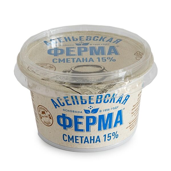 Сметана Асеньевская Ферма 15% 180 г
