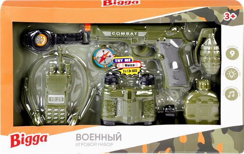 

Набор игровой BIGGA Военный со световыми и звуковыми эффектами, 9 предметов, Арт. 907133756
