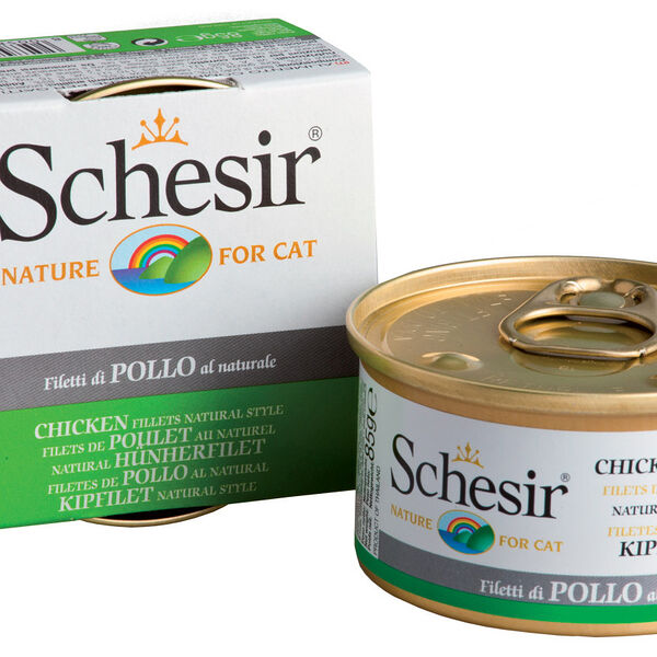 Влажный корм для кошек Schesir цыпленок в собственном соку, 85г