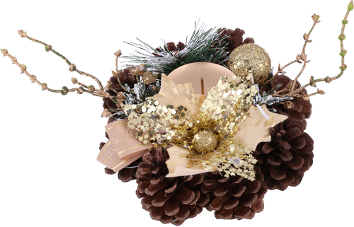 

Подсвечник HOMECLUB 15см, с шишками/ягодами, в крафте Арт. T02-217820