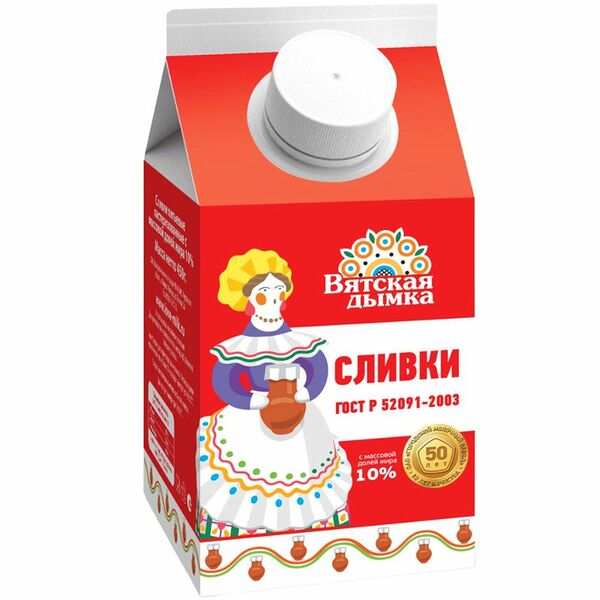 Сливки Вятская дымка 10%, без змж