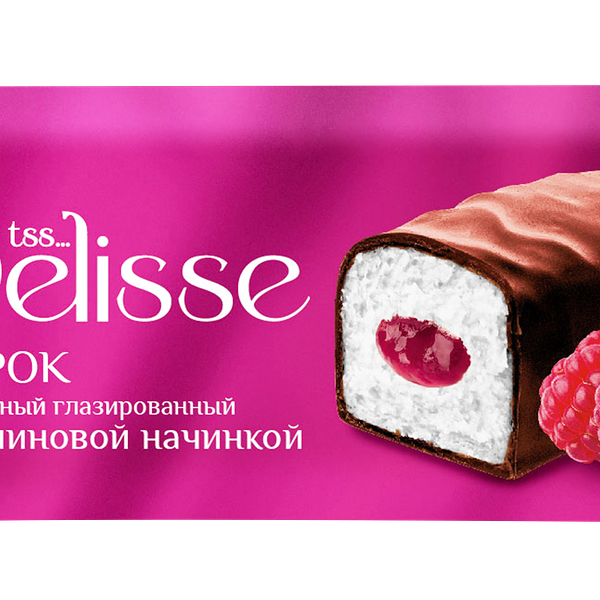Сырок творожный глазированный DELISSE с малиновой начинкой 26%, без змж