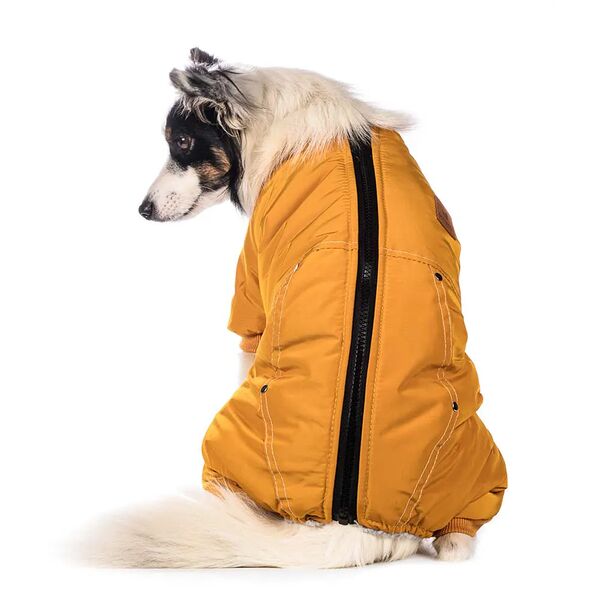 Комбинезон на молнии для собак M горчичный (девочка)