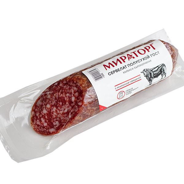 Сервелат сырокопченый Мираторг полусухой с мраморной говядиной
