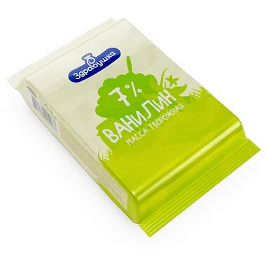 Масса творожная сладкая с ванилином жир. 7% вес 200 г пачка Здравушка