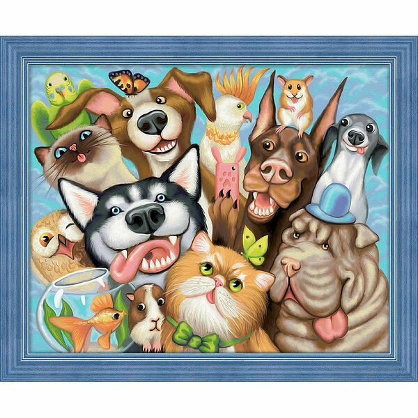 АЖ-1658 Картина стразами 'Звериное селфи' 50*40см