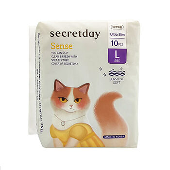 Прокладки Sense хлопковые гигиенические размер L, Secretday, 10 шт.