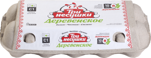 

Яйцо куриное Три несушки Деревенское С1 10 шт