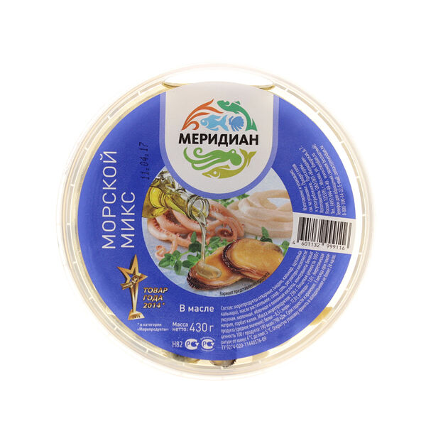 Коктейль из морепродуктов Меридиан Морской микс в масле