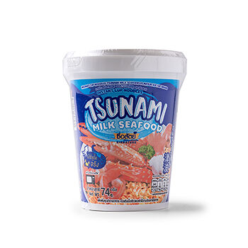 Лапша быстрого приготовления Sue Sat Tsunami со вкусом морепродуктов в сливочном соусе 74г, Таиланд