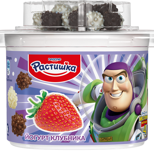 Йогурт Растишка густой обогащенный клубника с драже 3%