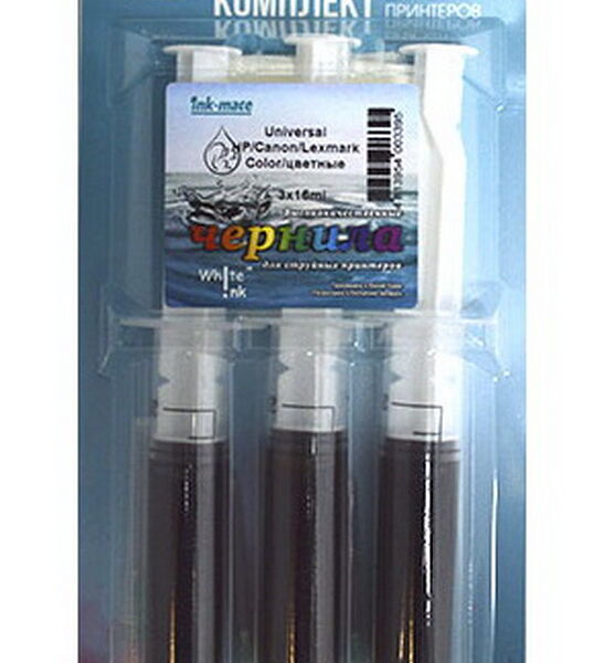 Заправочный комплект Universal HP/Canon/Lexmark, 3*16 мл, Color, Корея