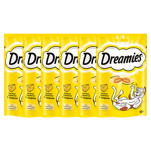 Лакомство для кошек DREAMIES лакомые подушечки с сыром 60г (упаковка - 6 шт)
