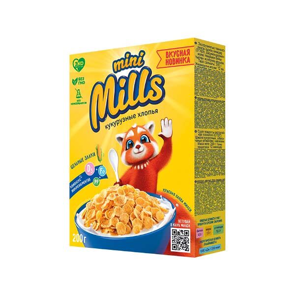 Хлопья Кукурузные Mini Mills 200гр карт/уп
