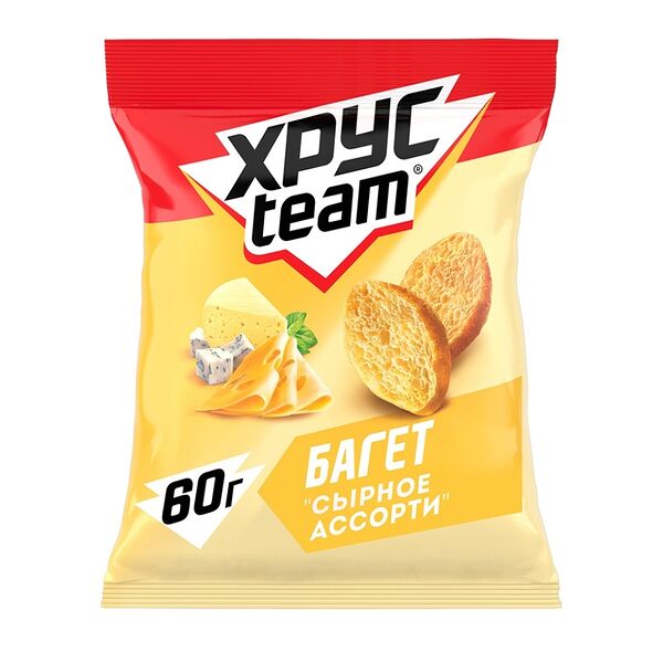 Сухарики багет ХрусTeam Сырное ассорти
