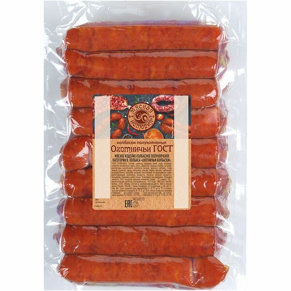 Колбаски полукопчёные Мясная история Охотничьи