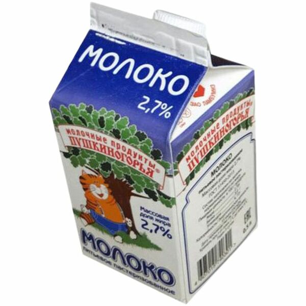 Молоко пастеризованное  Молочные Продукты Пушкиногорья 2,7%, без змж 500 мл