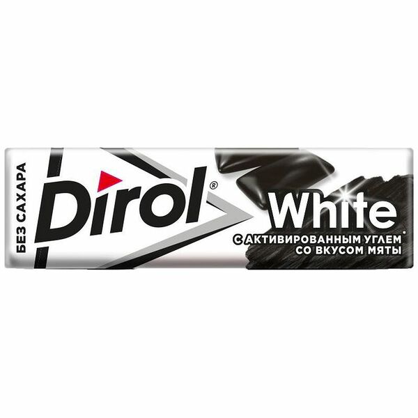 Жевательная резинка Dirol White Уголь-мята без сахара, 13.6г