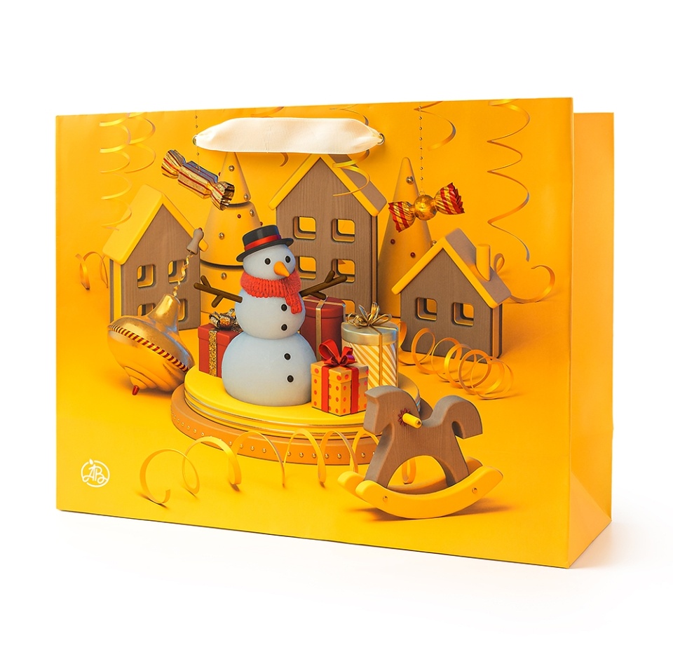 

Пакет подарочный «Азбука вкуса» Озорной снеговик 30х30х14см, Россия