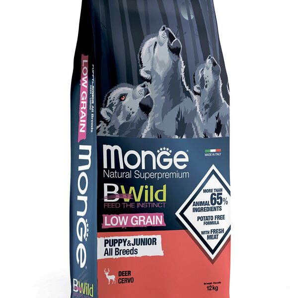 Monge Bwild Dog Low Grain Puppy & Junior низкозерновой корм из мяса оленя для щенков всех пород Оленина