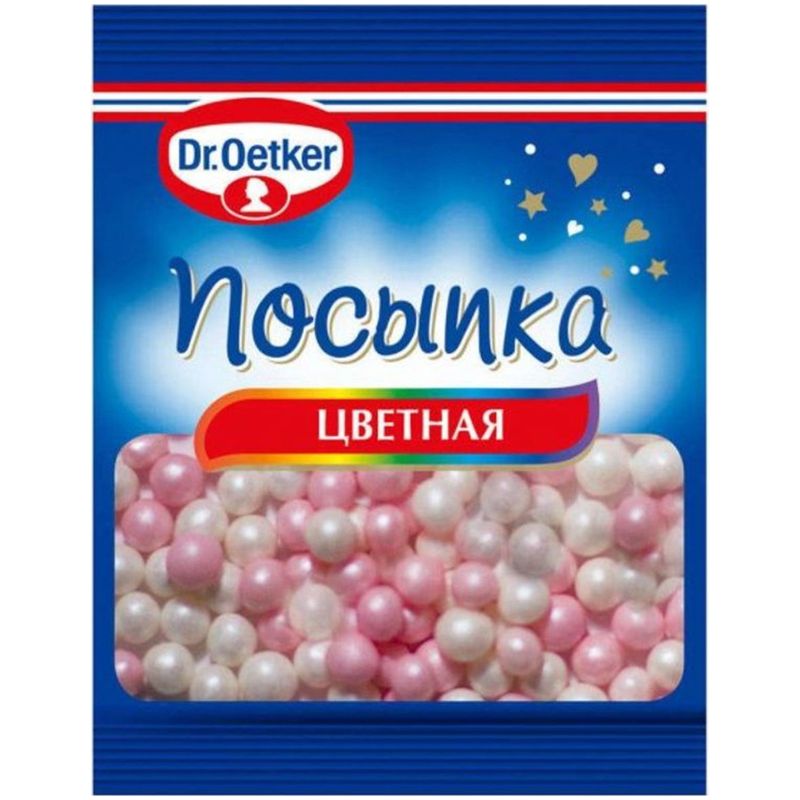 

Посыпка сахарная Dr.Oetker жемчужинки бело-розовые 10 г