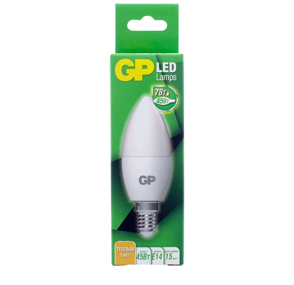 

Лампа светодиодная LED C37-7WE14-27K-2CRB1 ТМ GP