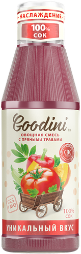 Сок Goodini овощная смесь с пряными травами без сахара 750 мл