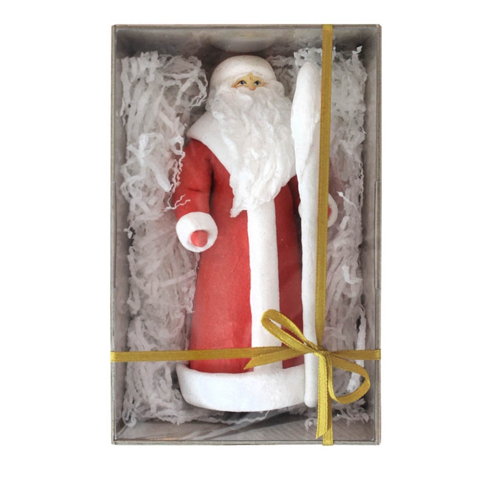 

Игрушка ёлочная ватная «Дед Мороз с посохом» в подарочной коробке, «Душистыя радости», 14 см, Россия
