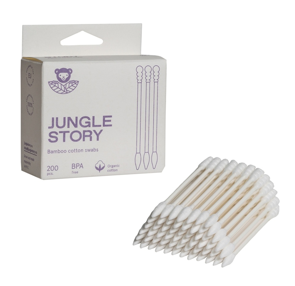 

Ватные палочки Jungle Story White с заостреным и спиральным наконечниками 200шт., Китай