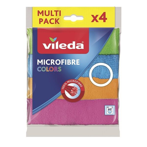 Салфетка для уборки Vileda Colors из микрофибры 30*30 см, 4 шт