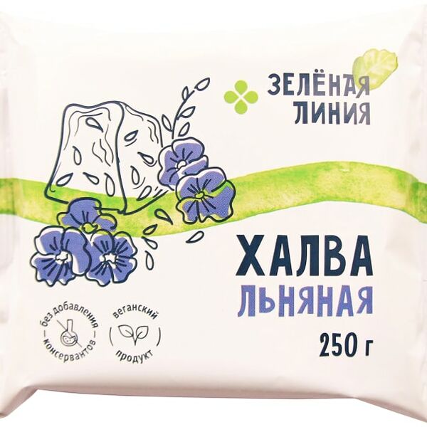 Халва Зелёная Линия льняная с семенами льна на фруктозе 250г