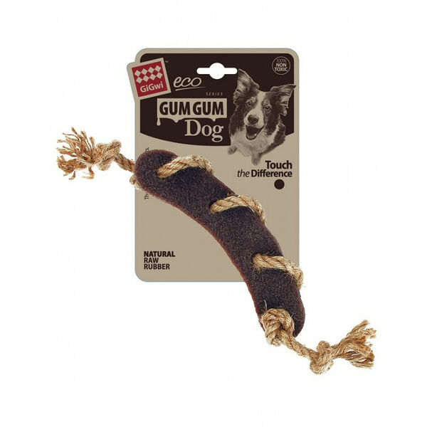 Игрушка для собак GiGwi Gum Gum Dog Eco Сосиска c веревкой из экорезины 21.5 см