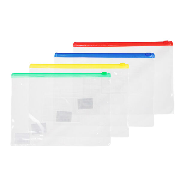 Папка на молнии для а5, 17x23 см, прозрачная, пвх, цвет в ассортименте