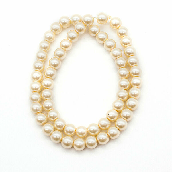 Бусины стеклянные на нитке, 8 мм, длина 40см(SA-06 жемчужный)