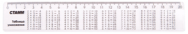 Линейка Стамм Таблица умножения со справочным материалом, 20 см