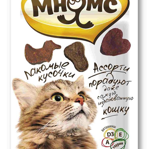 Лакомство для кошек Мнямс Лакомые кусочки мясное ассорти,курица,ягненок, утка Pro Pet Austria Heimtiernahrung 1шт