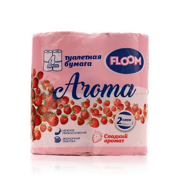 Туалетная бумага Floom Aroma Земляника 2 слоя 4 рулона