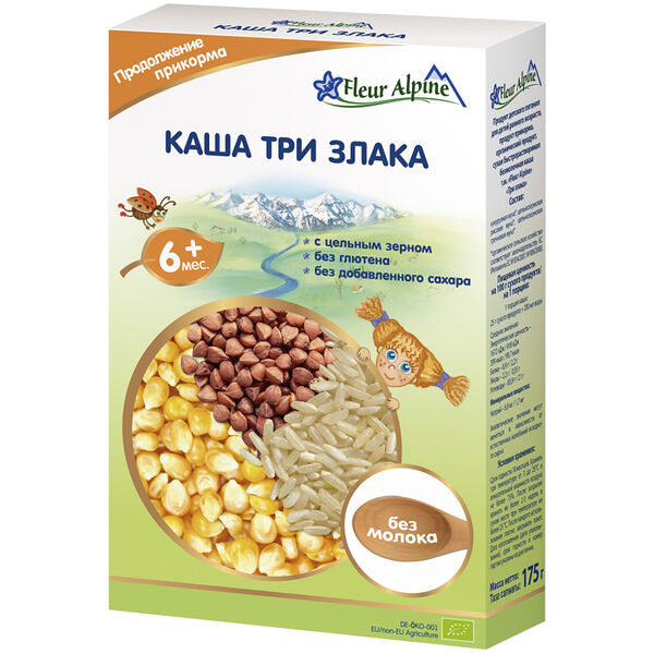 Каша «Три злака» с 6 месяцев, Fleur Alpine Organic