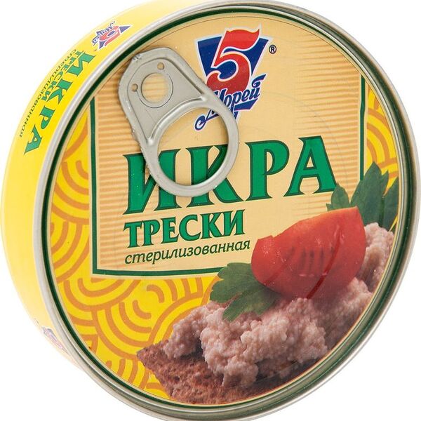 Икра трески 5 Морей стерилизованная 160 г