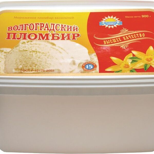 Пломбир Волгоградский Ванильный 15% 900г