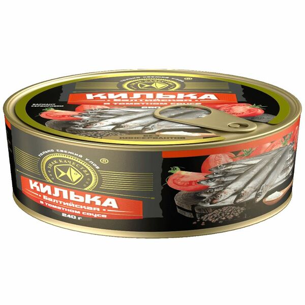 Килька Знак качества Балтийская обжаренная в томатном соусе неразделанная 240 г