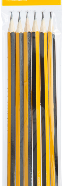 Набор карандашей чернографитных ЛЕНТА HB, с ластиком, 6шт