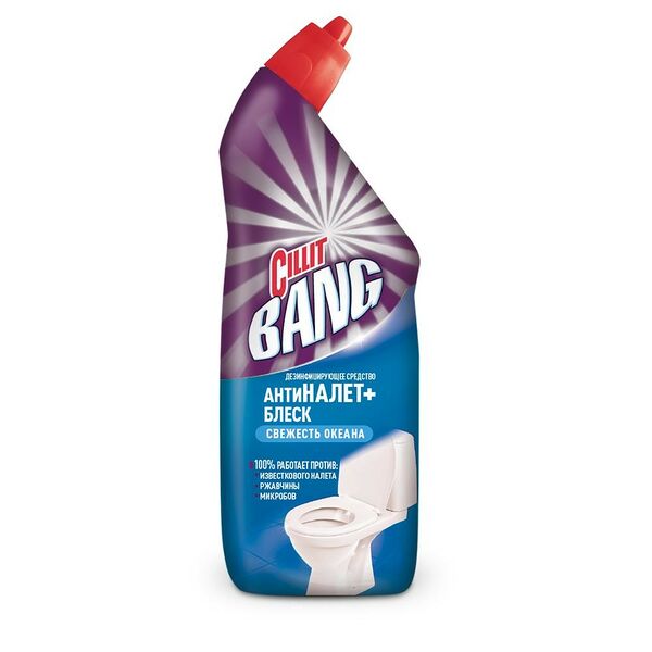Ср-во дезинф. д/туалета Анти-налет+Блеск CILLIT BANG Свежесть океана 750 мл