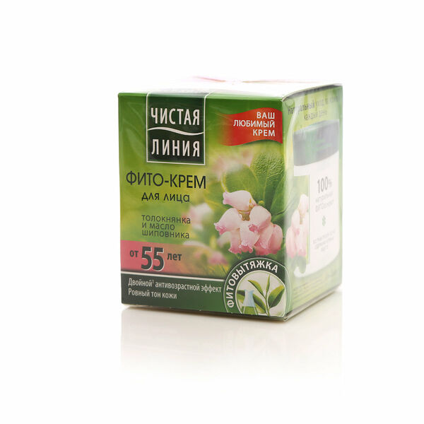 Фито-крем для лица Толокнянка и масло Шиповника от 55 лет  ТМ Чистая линия