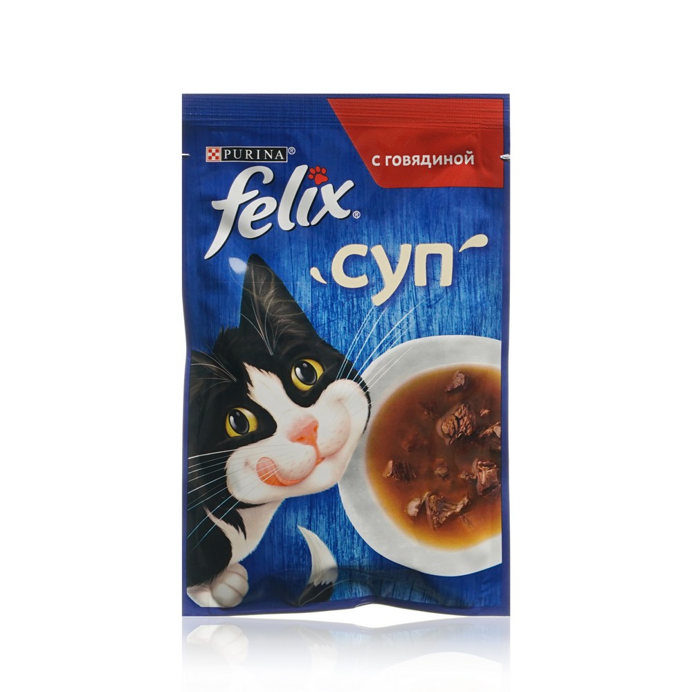 

Влажный корм для взрослых кошек Felix Суп с говядиной 48 г