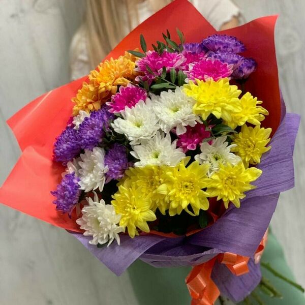 Букет Разноцветных Хризантем
