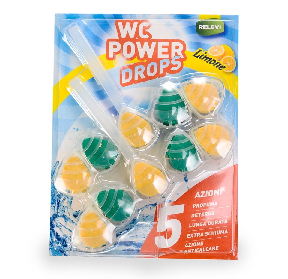 

Туалетные блоки для унитаза Wc Power Drops с ароматом лимона или ароматом океана, Relevi 2*55 г