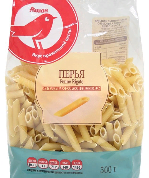 Перья АШАН Красная птица из твердых сортов пшеницы